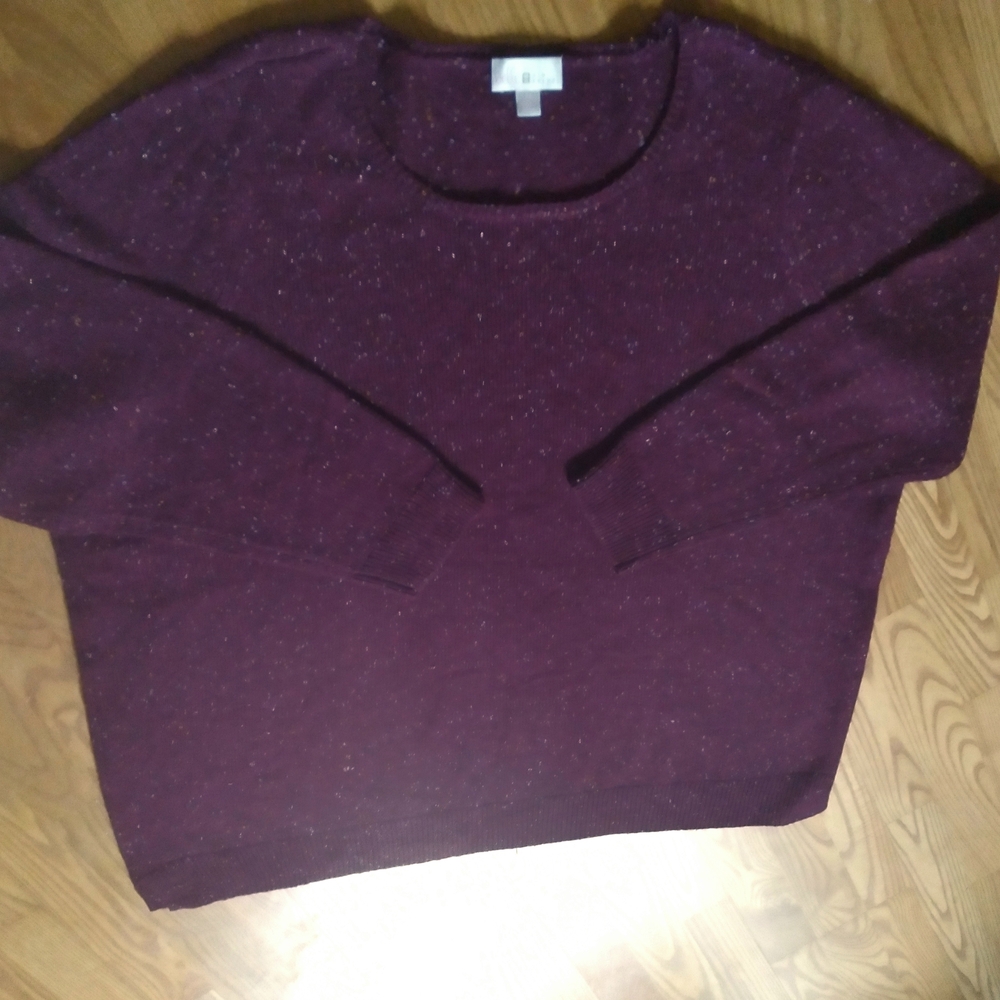 Belle by Kim Gravel Fall Plum Sweater Plus Size Boxy Lagenlook